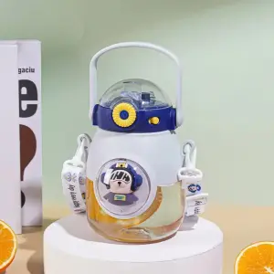 3D Cartoon Character Water Bottles for Kids | 600ml Leak-Proof BPA-Free Sipper with Strap & Fun Charms