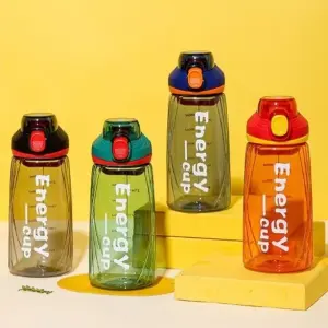 750ml Energy Cup Water Bottle | Leak-Proof Gym School Office BPA-Free Plastic Bottle with Lock Cap for Boys Girls