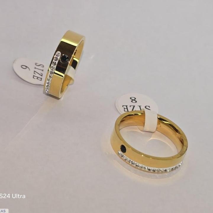 Gold Plated Plain Ring With White zircon - 1 Pc Delight For Women