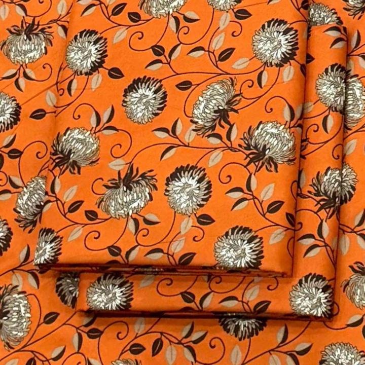 2 Pcs Women's Unstitched Printed Dark Orange Suit Ⓜ