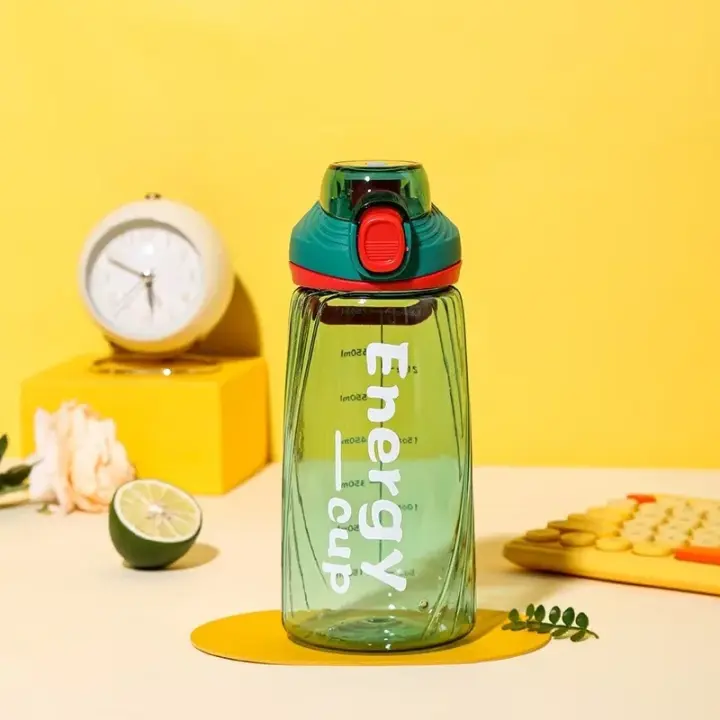 750ml Energy Cup Water Bottle | Leak-Proof Gym School Office BPA-Free Plastic Bottle with Lock Cap for Boys Girls