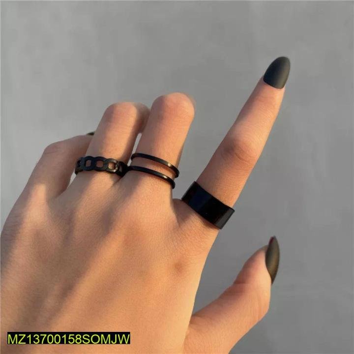 2 Pcs Alloy Plated Dainty Plan Rings Set