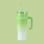 1.1L Gradient Travel Tumbler with Handle & Straw – Leak-Proof Reusable Mug for Cold & Hot Drinks