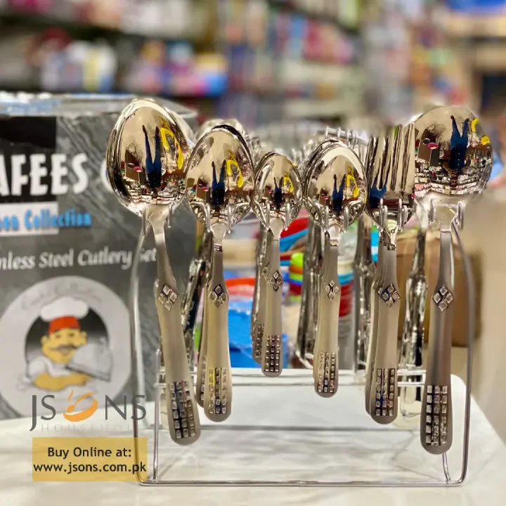 29 Pcs Stainless Steel Cutlery Set with Stand – Elegant Spoon, Fork & Knife Set for Dining